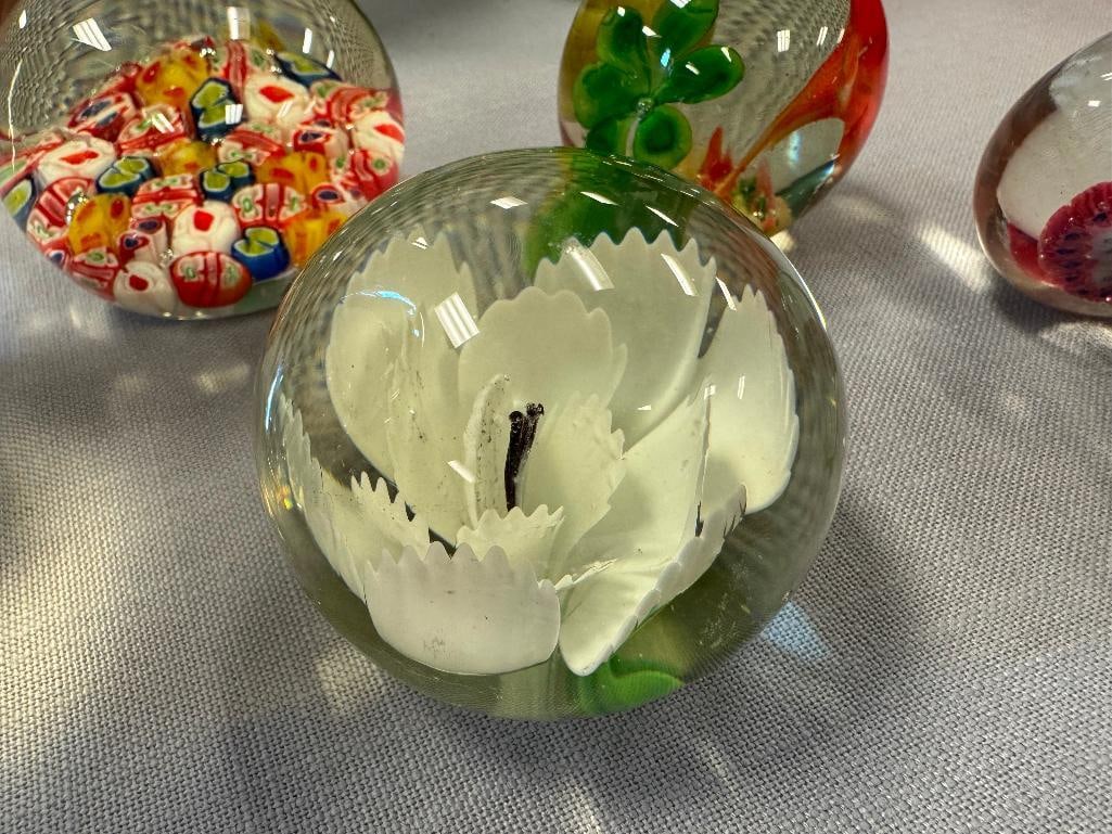 HAND BLOWN ART GLASS PAPERWIGHTS AND WINE BOTTLE STOPPER - 6
