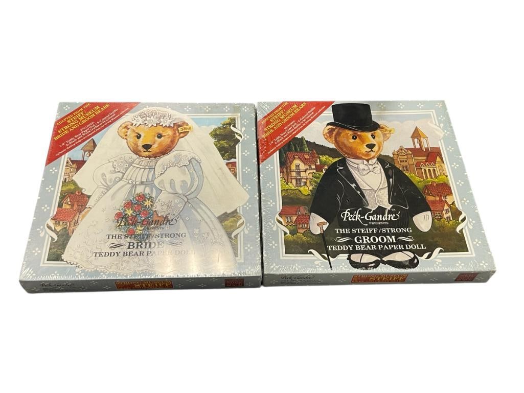 STEIFF PECK-GANDRE THE STEIFF GROOM AND BRIDE PAPER DOLLS: BOTH FACTORY SEALED, CIRCA 1985 THE MARGARET WOODBURY MUSEUM 