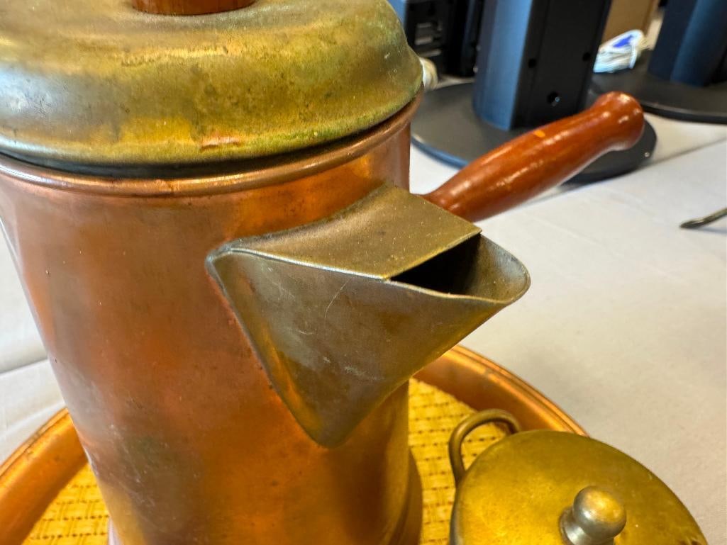 VINTAGE LA BELLE CUISINE MEXICO COPPER AND BRASS COFFEE SET - 3