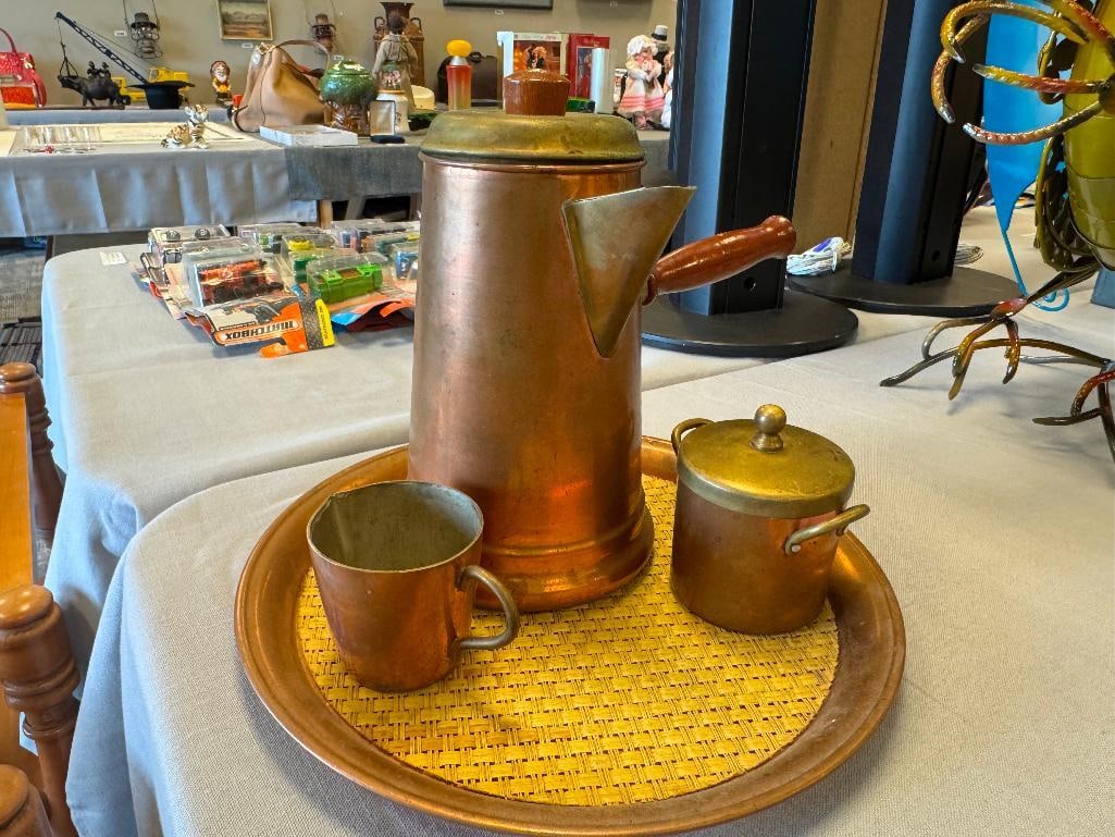 VINTAGE LA BELLE CUISINE MEXICO COPPER AND BRASS COFFEE SET - 4