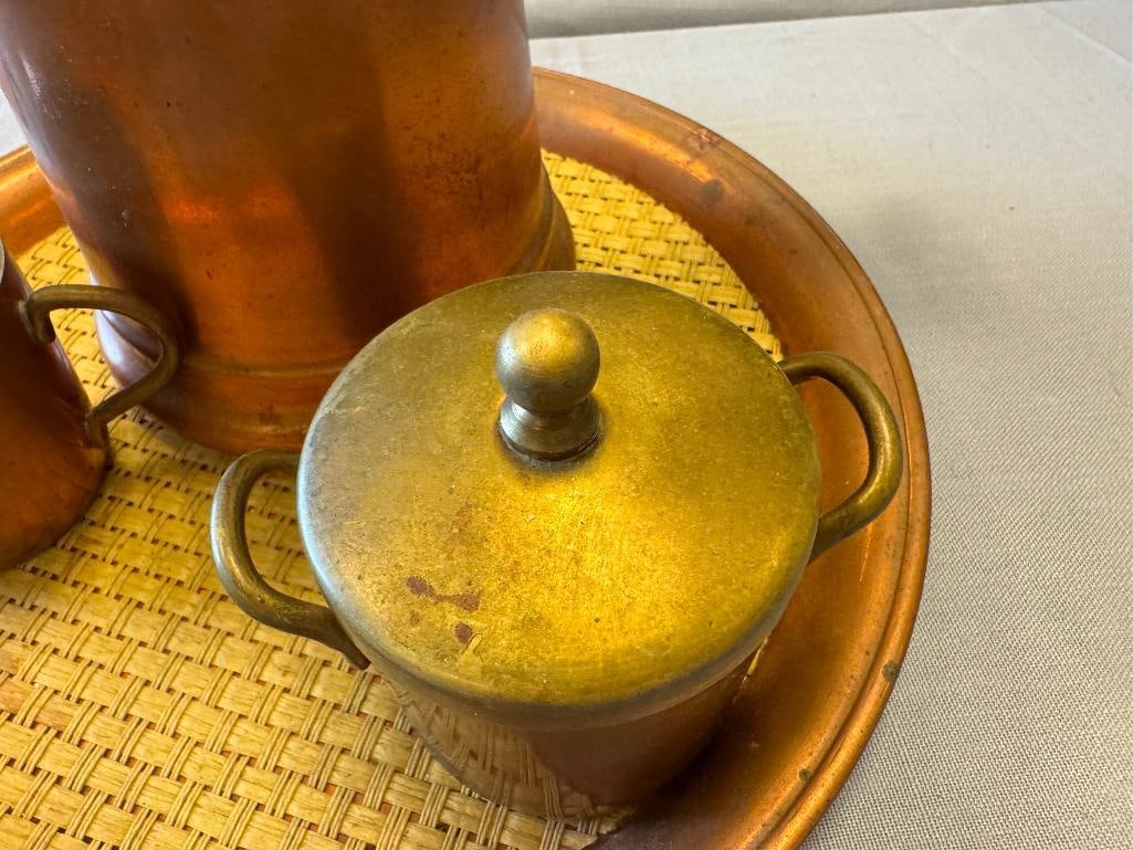 VINTAGE LA BELLE CUISINE MEXICO COPPER AND BRASS COFFEE SET - 8