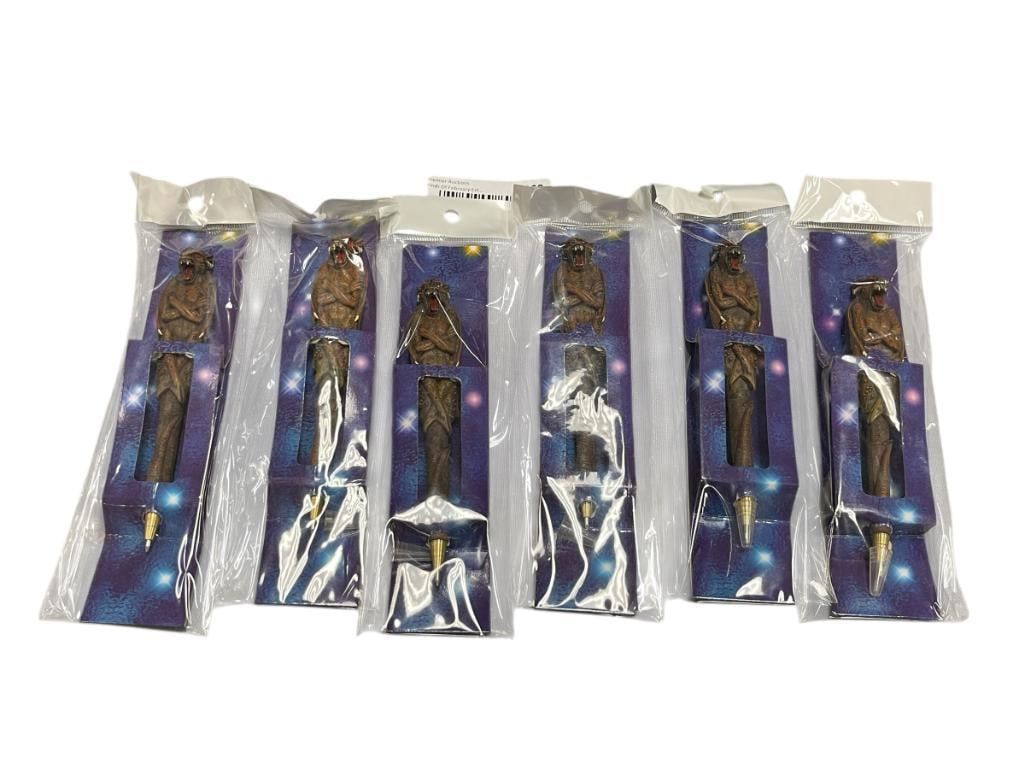2002 VERONESE STUDIO RESIN GARGOYLE PENS TOTAL OF SIX NEW IN THE PACKAGE: 6" L 