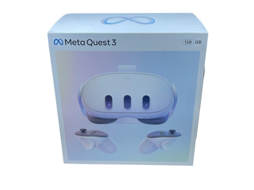 NEW SEALED IN ORIGINAL PACKAGE META QUEST 3 VIRTUAL REALITY GAMING SYSTEM: 128 GB, SERIAL NO. 2G0YBW1F8G05DW