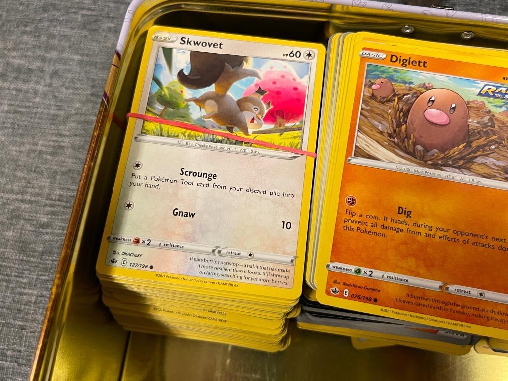 OVER 300 PLUS POKEMON COLLECTOR TRADING CARDS WITH COLLECTOR TIN CIRCA 2020-2024 - 3