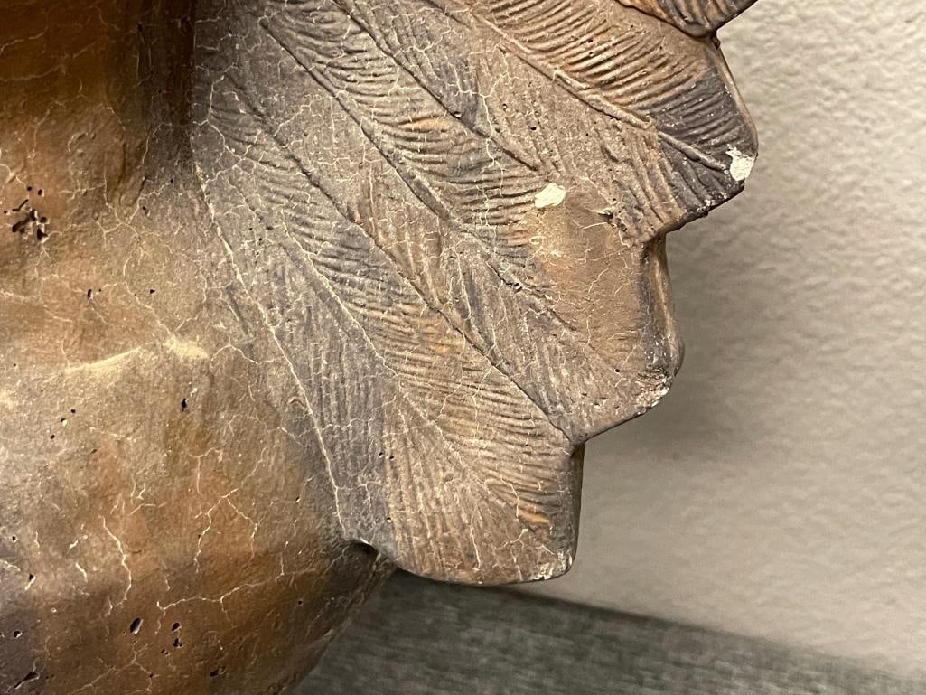 APSIT BROS OF CALIF. CAST CEMENT NATIVE AMERICAN CHIEF BUST CIRCA 1970'S / 1980'S - 11