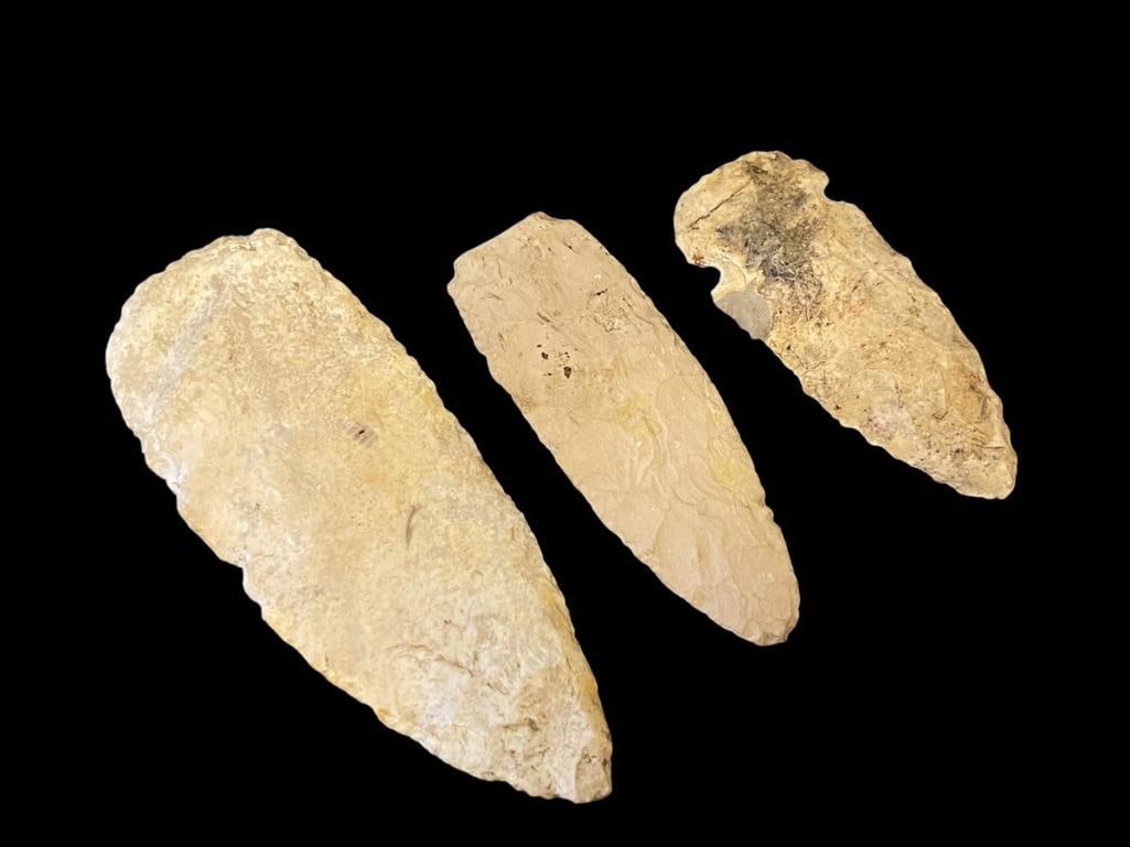 PALEO NATIVE AMERICAN HAND KNAPPED CLOVIS POINTS / ARROWHEADS / ARTIFACTS (1 of 9)