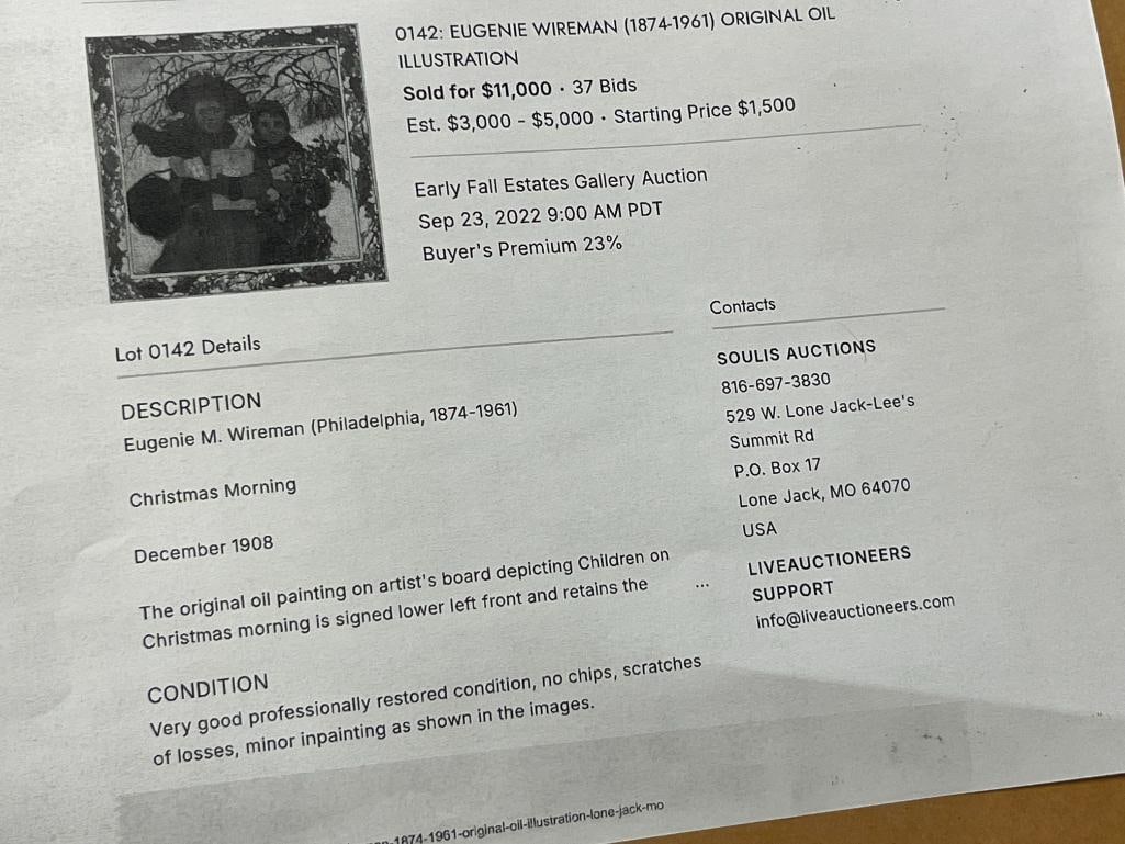 EUGENIA M. WIREMAN ORIGINAL OIL ON BOARD ILLUSTRATED ART POSSIBLY PUBLISHED IN WOMANS MAGAZINE - 10