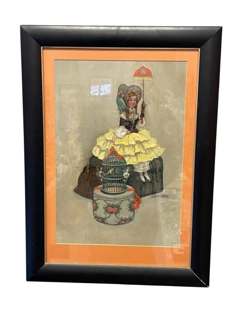 EUGENIA M. WIREMAN ORIGINAL OIL ON BOARD ILLUSTRATED ART POSSIBLY PUBLISHED IN WOMANS MAGAZINE (1 of 10)