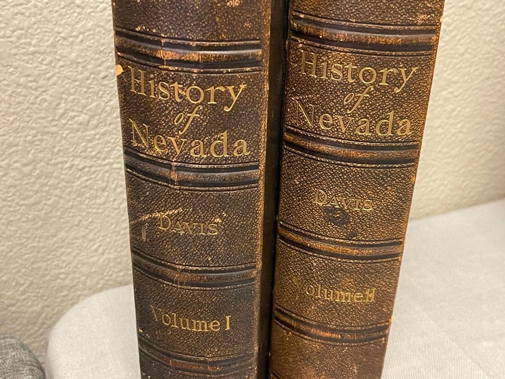 1913 THE HISTORY OF NEVADA EDITED BY SAM P. DAVIS VOL 1 AND II LEATHER BOUND - 2