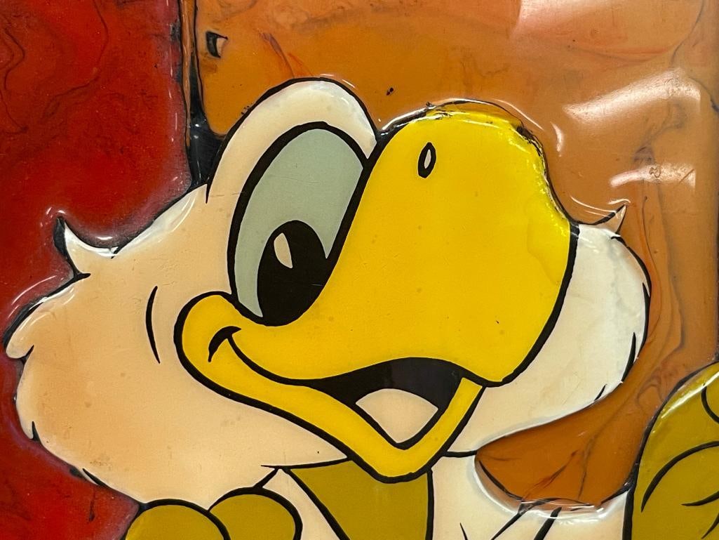 VINTAGE ACRYLIC ON BOARD SAM THE OLYMPIC EAGLE MASCOT 1984 LOS ANGELES GAMES PROTOTYPE PLAQUE - 3