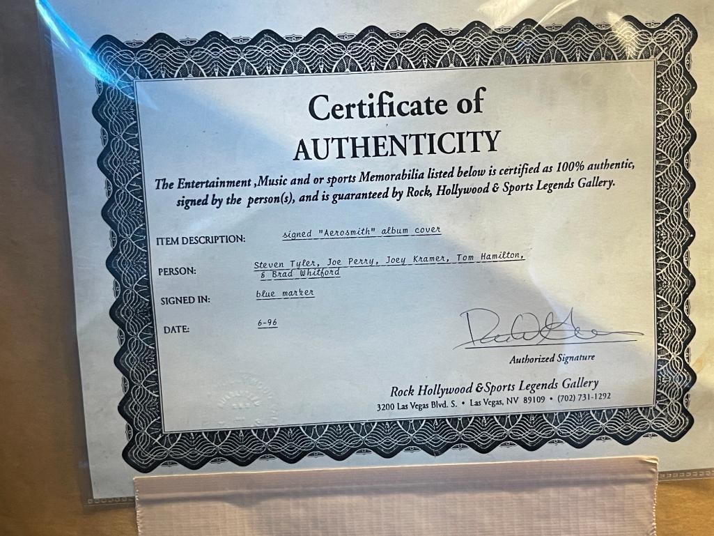 AEROSMITH ROCK N ROLL BAND AUTOGRAPHED ALBUM COVER FEATURING DREAM ON CIRCA 1996 - 9