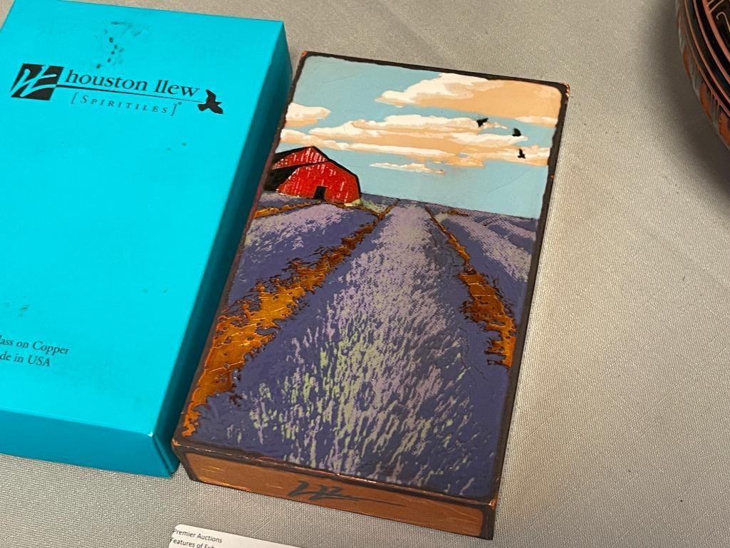 SPIRITILES BY HOUSTON LLEW HAND CRAFTED GLASS ON COPPER ART TILE TITLED ELYSIAN NO. 231 - 2