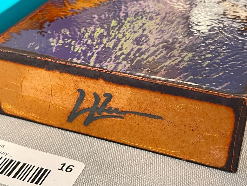 SPIRITILES BY HOUSTON LLEW HAND CRAFTED GLASS ON COPPER ART TILE TITLED ELYSIAN NO. 231 - 4