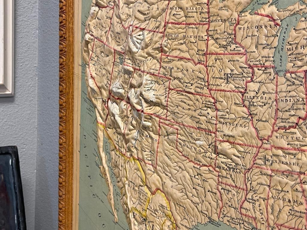 1916 RELIEF MAP OF NORTH AMERICA MADE BY ATLAS RELIEF MAP CO. CHICAGO, ILL. - 5