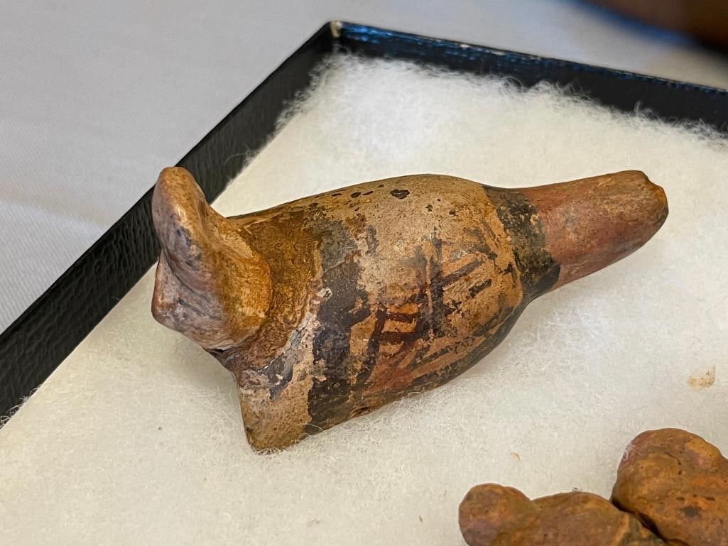 PRE-COLUMBIAN EFFIGY POTTERY WHISLTES AND POTTERY SCHARDS POLYCHROME - 2