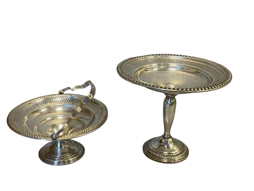 LA PIERRE AND EMPIRE VINTAGE 20TH CENTURY WEIGHTER STERLING SILVER BASKET AND COMPOTE (1 of 8)