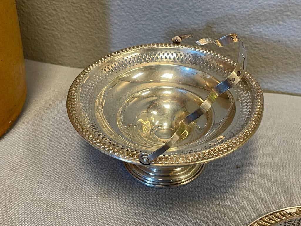 LA PIERRE AND EMPIRE VINTAGE 20TH CENTURY WEIGHTER STERLING SILVER BASKET AND COMPOTE - 5