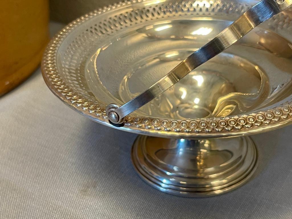 LA PIERRE AND EMPIRE VINTAGE 20TH CENTURY WEIGHTER STERLING SILVER BASKET AND COMPOTE - 6
