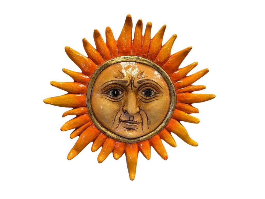 LARGE WHIMSICAL PAPIER-MACHE VIBRANT SUN FACE SCULPTURE BY MEXICAN ARTIST SERGIO BUSTAMANTE (1 of 8)