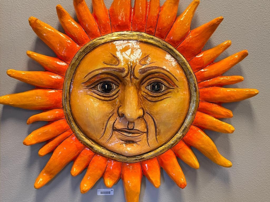 LARGE WHIMSICAL PAPIER-MACHE VIBRANT SUN FACE SCULPTURE BY MEXICAN ARTIST SERGIO BUSTAMANTE - 2