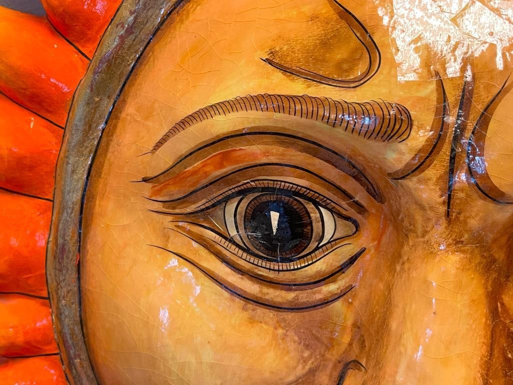 LARGE WHIMSICAL PAPIER-MACHE VIBRANT SUN FACE SCULPTURE BY MEXICAN ARTIST SERGIO BUSTAMANTE - 3