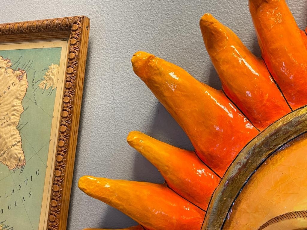 LARGE WHIMSICAL PAPIER-MACHE VIBRANT SUN FACE SCULPTURE BY MEXICAN ARTIST SERGIO BUSTAMANTE - 4