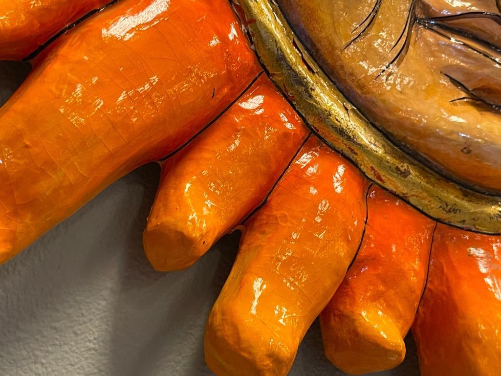 LARGE WHIMSICAL PAPIER-MACHE VIBRANT SUN FACE SCULPTURE BY MEXICAN ARTIST SERGIO BUSTAMANTE - 6