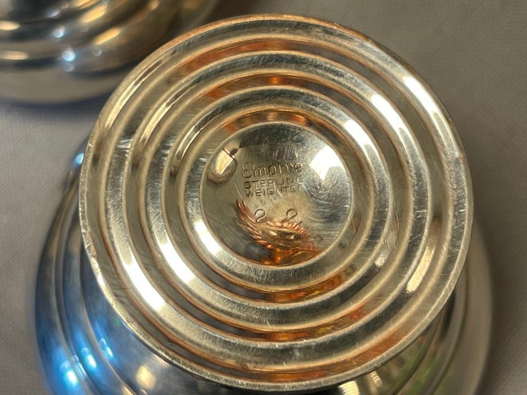 VINTAGE 20TH CENTURY EMPIRE WEIGHTED STERLING SILVER CREAMER AND SUGAR - 6