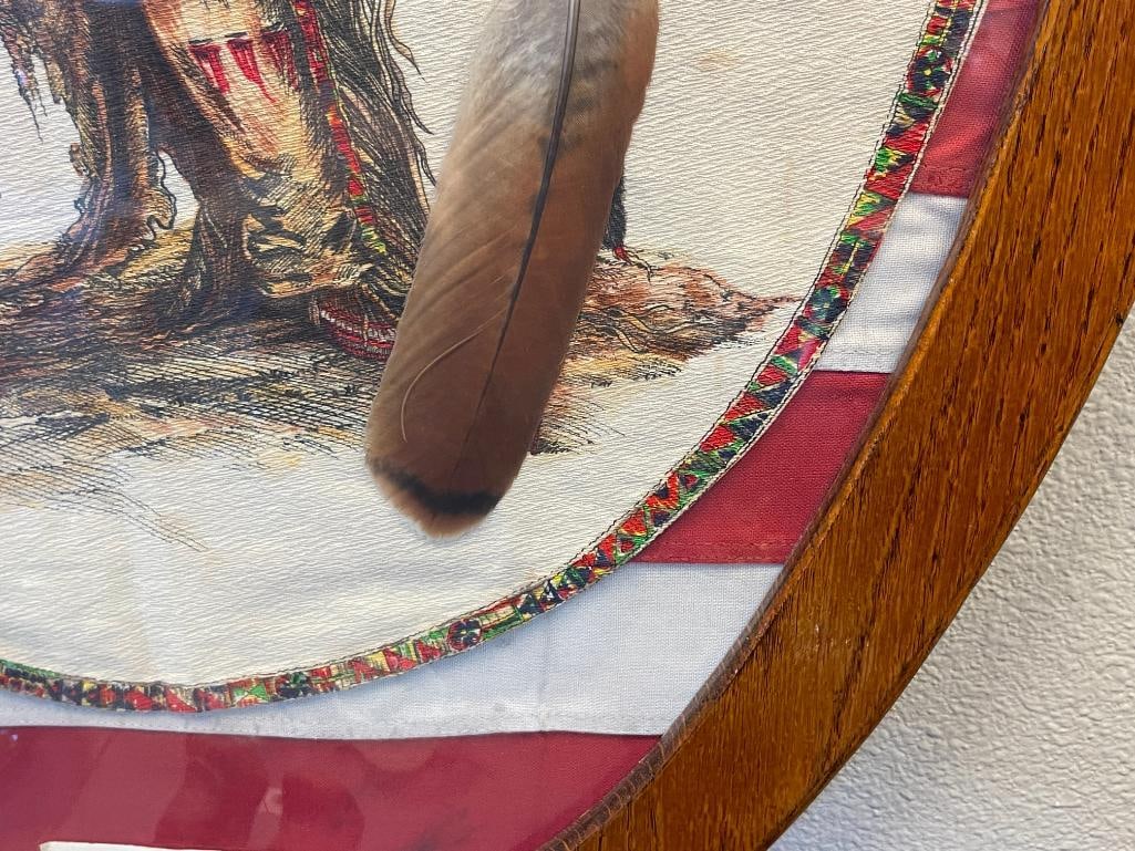 LARGE PEN AND INK DRAWING / PAINTING OF NATIVE AMERICAN BLACK ROCK BAND CHIEF OF THE TETON SIOUX - 8