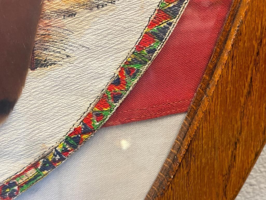 LARGE PEN AND INK DRAWING / PAINTING OF NATIVE AMERICAN BLACK ROCK BAND CHIEF OF THE TETON SIOUX - 9