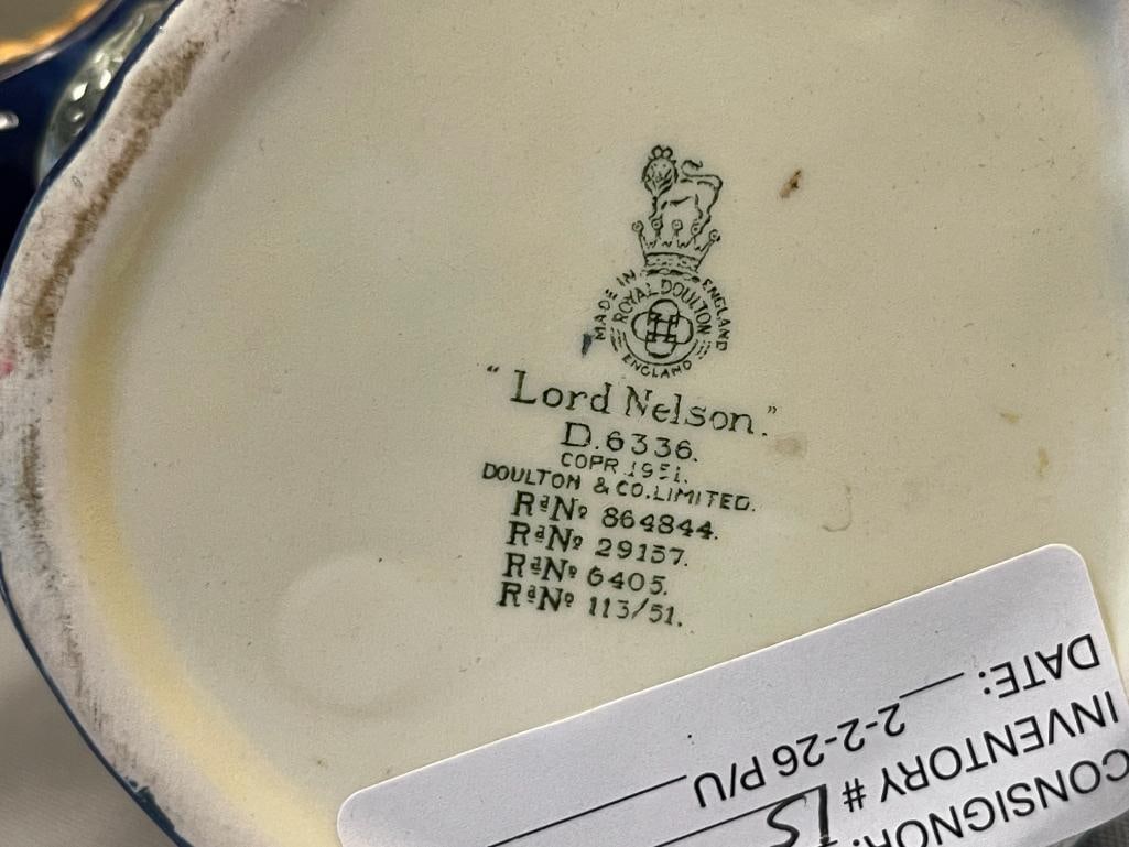 VINTAGE 1951 ROYL DOULTON LORD NELSON CHARACTER TOBY JUG NO. D. 6336 - 7