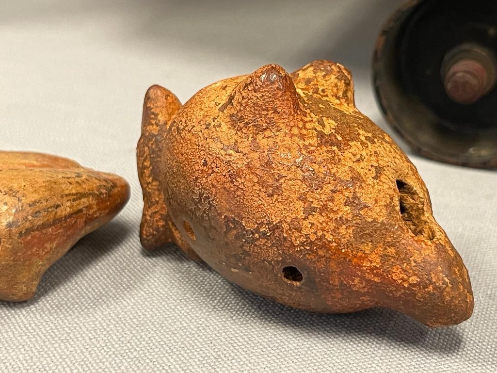 ANCIENT PRE-COLUMBIAN POLYCHROME EFFIGY POTTERY WHISTLES - 4