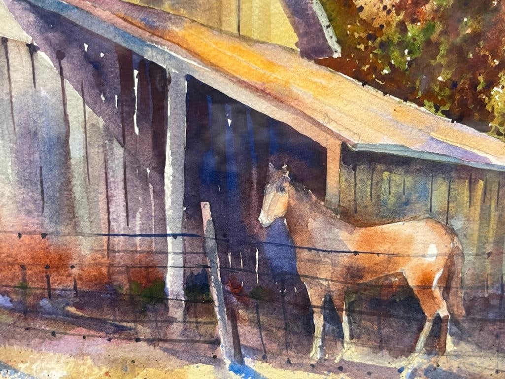 HAL BOOTH CALIFORNIA ARTIST LARGE WATERCOLOR ON PAPER TITLED EDEN CANYON BARN #196 - 3