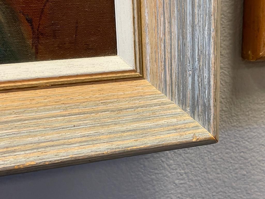 LARGE ORIGINAL OIL ON CANVAS WESTERN PAINTING OF A SEATED MAN SIGNED GETZ - 7