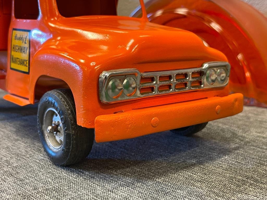 VINTAGE BUDDY L HIGHWAY MAINTENANCE DUMP TRUCK PRESSED STEEL TOY - 3