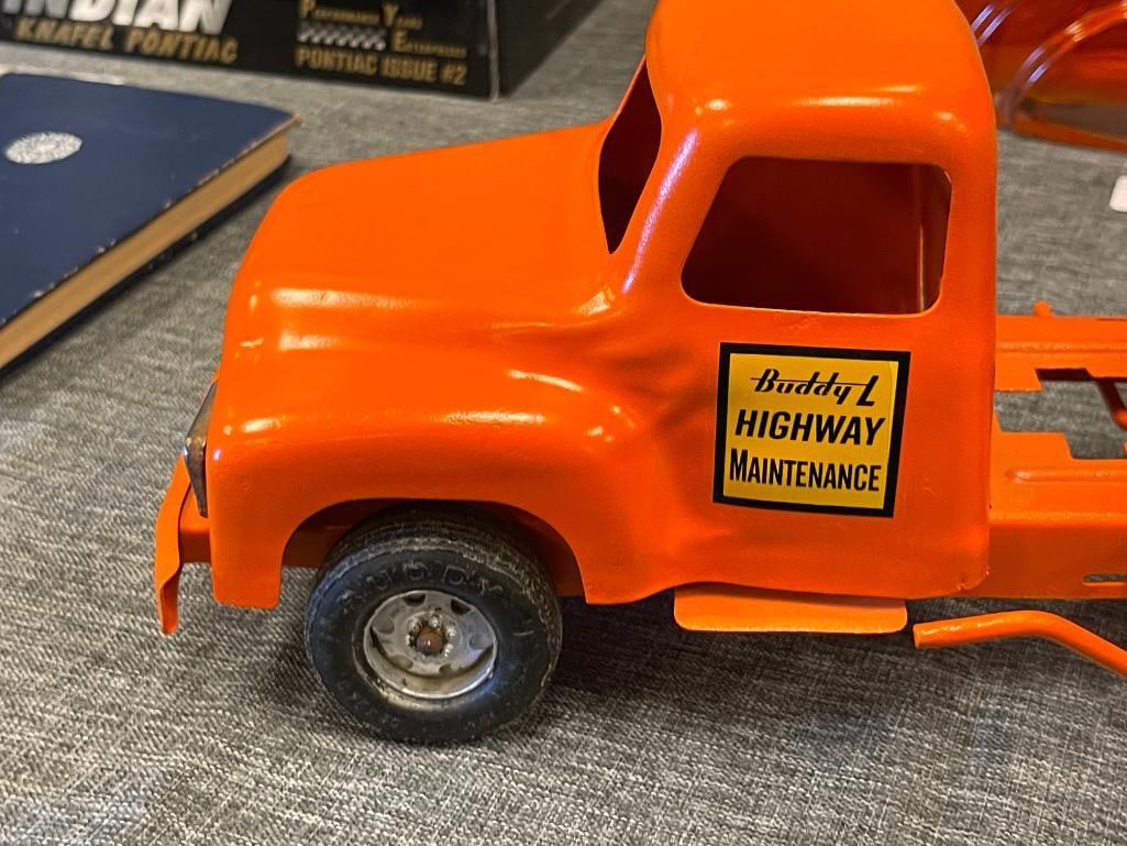 VINTAGE BUDDY L HIGHWAY MAINTENANCE DUMP TRUCK PRESSED STEEL TOY - 7