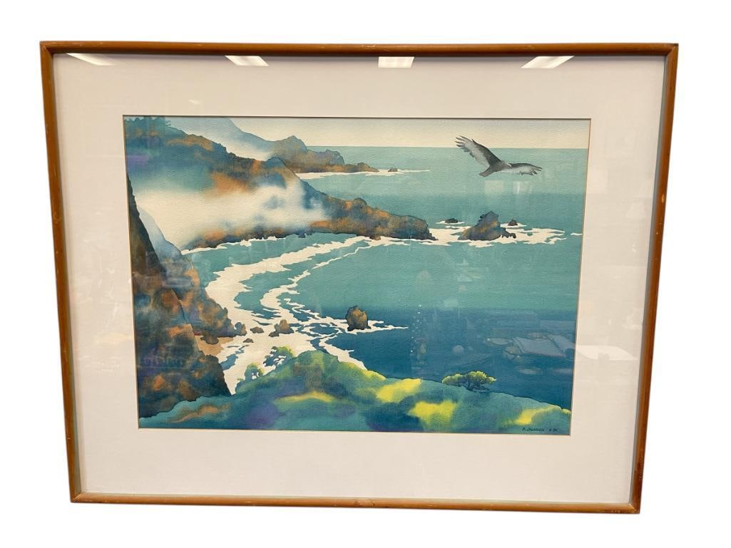 RAY JACOBSEN AMERICAN POSTWAR CALIFORNIA ARTIST ORIGINAL WATERCOLOR MENDOCINO (1 of 7)