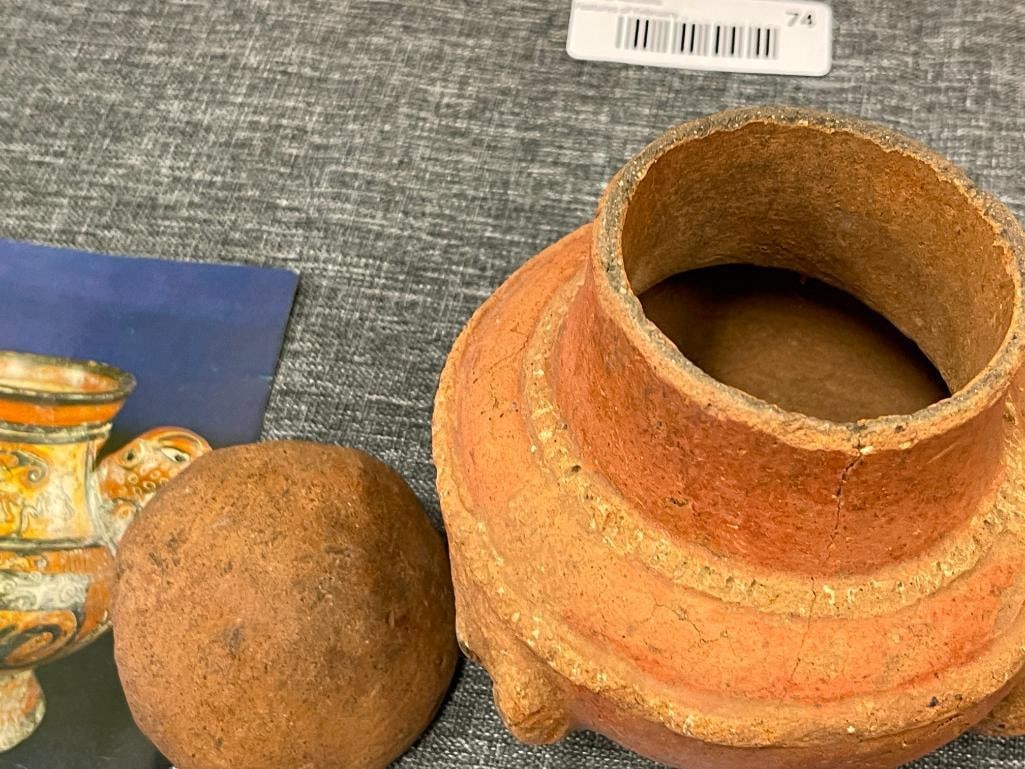 ANCIENT PRE-COLUMBIAN THREE-FOOTED VESSEL - 5