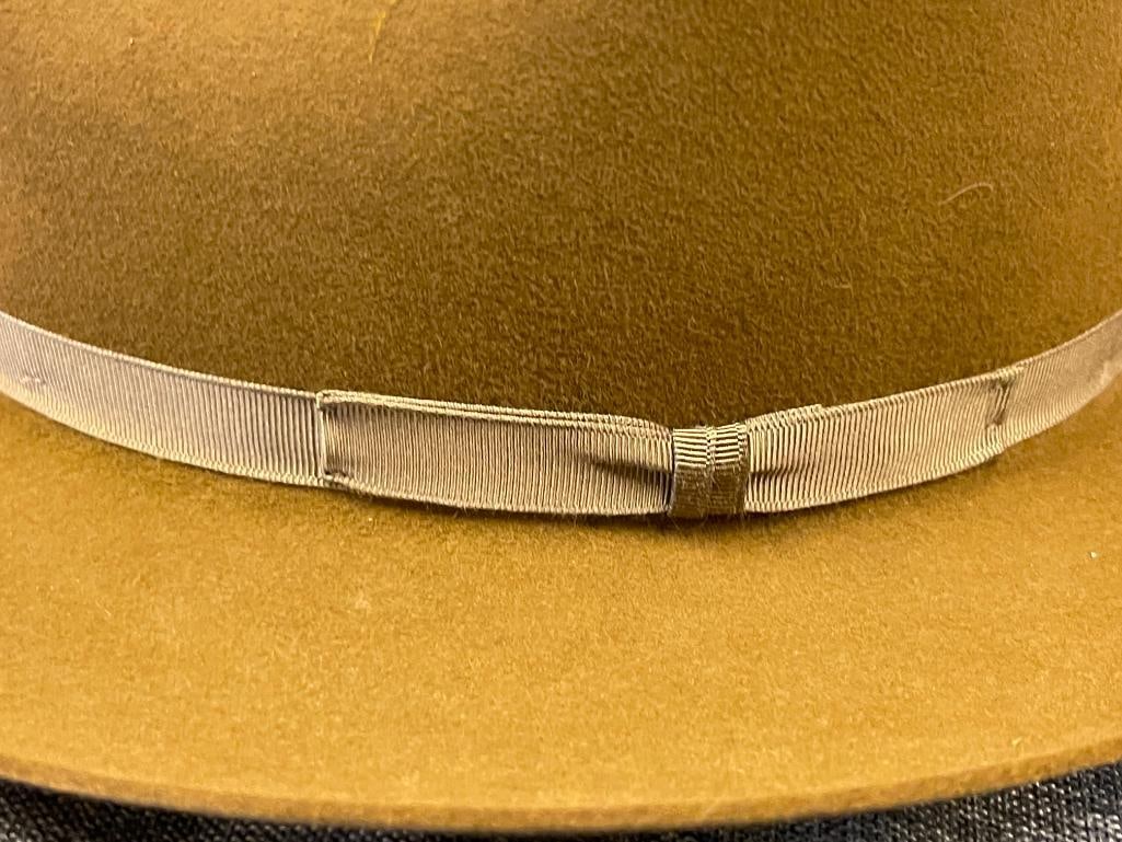 VINTAGE STETSON ROYAL DELUXE WOOL FELT OLIVE GREEN FEDORA SIZE 7 - 3