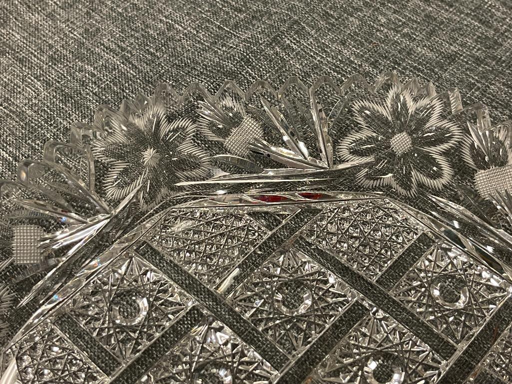 AMERICAN BRILLIANT CUT CRYSTAL WILLOW CROSS OCTAGONAL DISH - 3