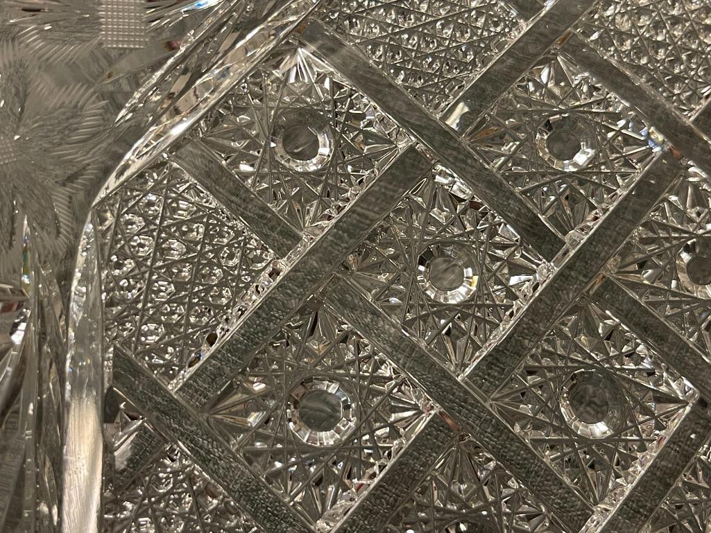 AMERICAN BRILLIANT CUT CRYSTAL WILLOW CROSS OCTAGONAL DISH - 4