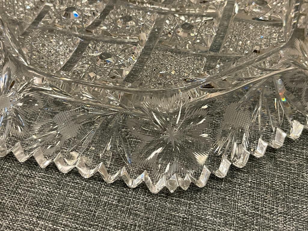 AMERICAN BRILLIANT CUT CRYSTAL WILLOW CROSS OCTAGONAL DISH - 6