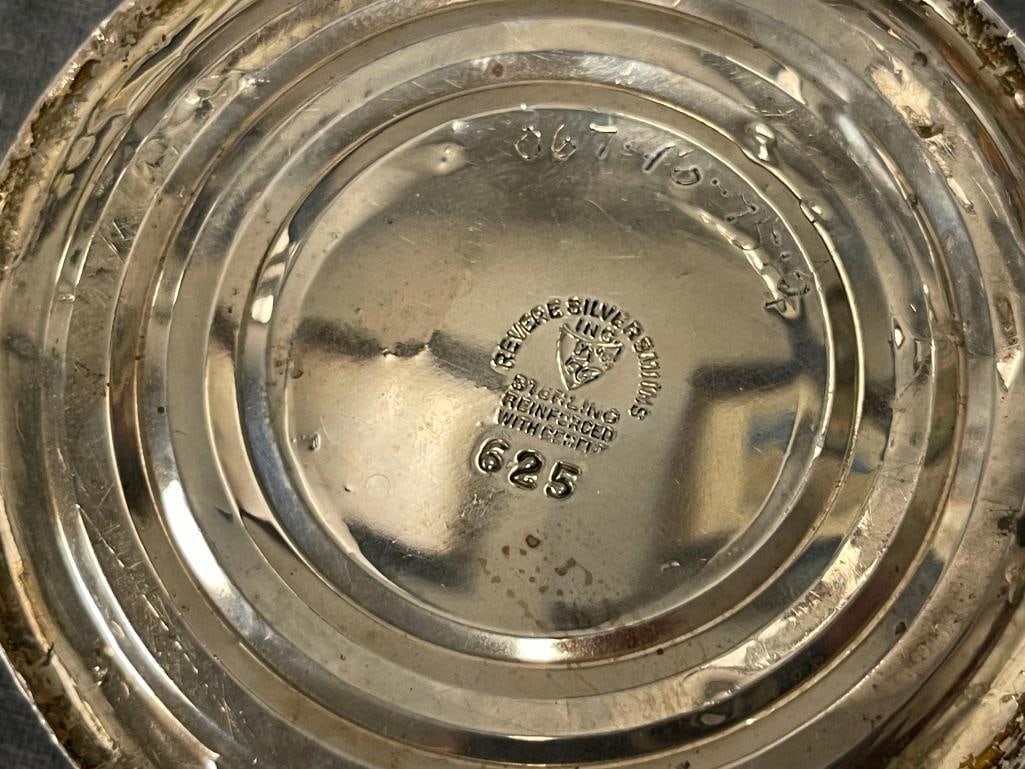 VINTAGE 20TH CENTURY WEIGHTED STERLING SILVER CANDLE HOLDERS, SHAKERS, CREAMR AND SUGAR BOWL - 7