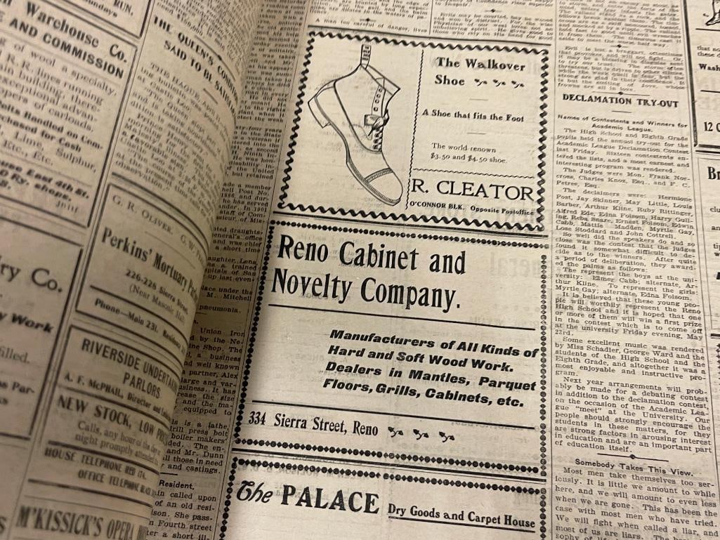 RENO EVENING GAZETTE APRIL - SEPTEMBER 1902 VOL. 53 BOUND NEWSPAPERS - 8
