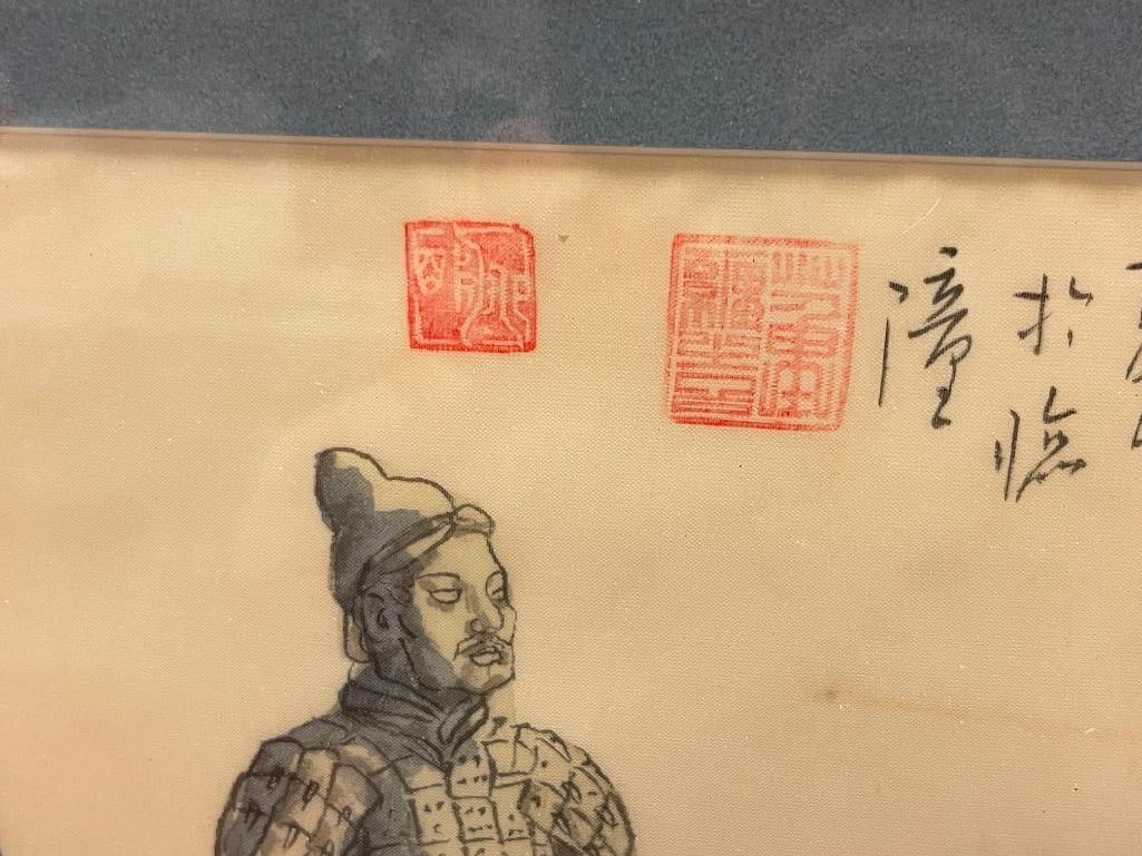 20TH CENTURY CHINESE TERRA COTTA ARMY WATERCOLOR ON SILK - 4