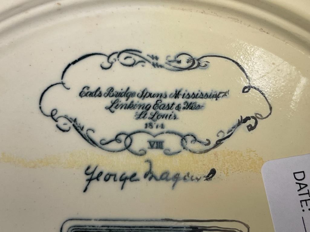 VINTAGE COPELAND SPODE ST. LOUIS PATTERN TRANSFERWARE PLATE - 7