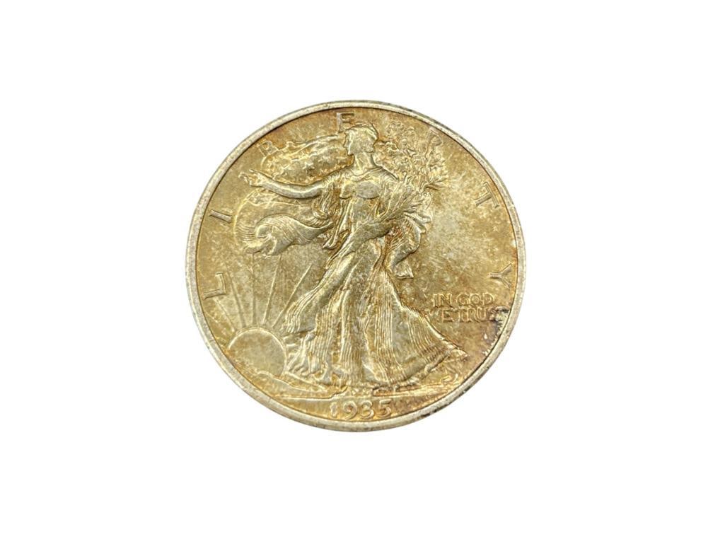 1935-S U.S. WALKING LIBERTY SILVER HALF DOLLAR: 90% SILVER