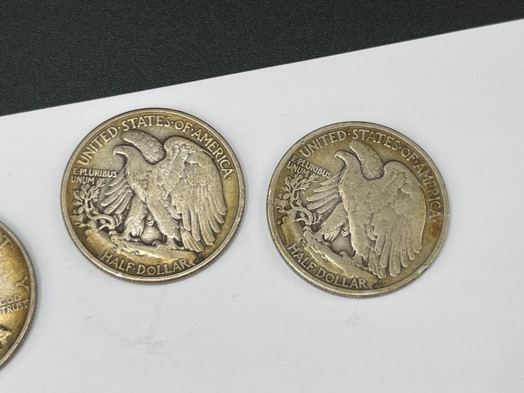 SEVEN U.S. WALKING LIBERTY SILVER HALF DOLLARS FEATURING DATES 1941 - 1946 - 5