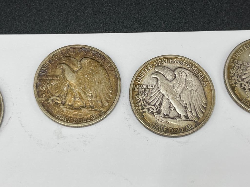 SEVEN U.S. WALKING LIBERTY SILVER HALF DOLLARS FEATURING DATES 1941 - 1946 - 7