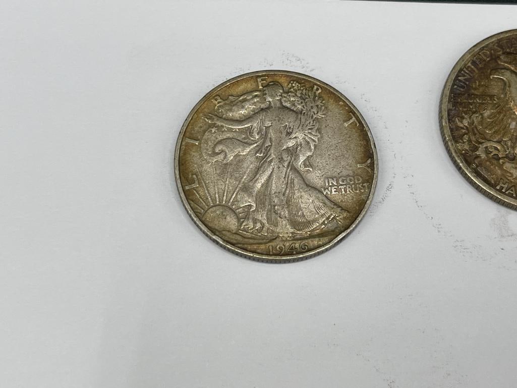 SEVEN U.S. WALKING LIBERTY SILVER HALF DOLLARS FEATURING DATES 1941 - 1946 - 8